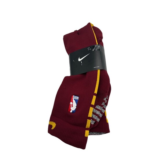 Nike NBA Authentics Basketball Socks - Burgundy/Yellow - XXL (15-18)- PSK658-677 - Picture 1 of 9